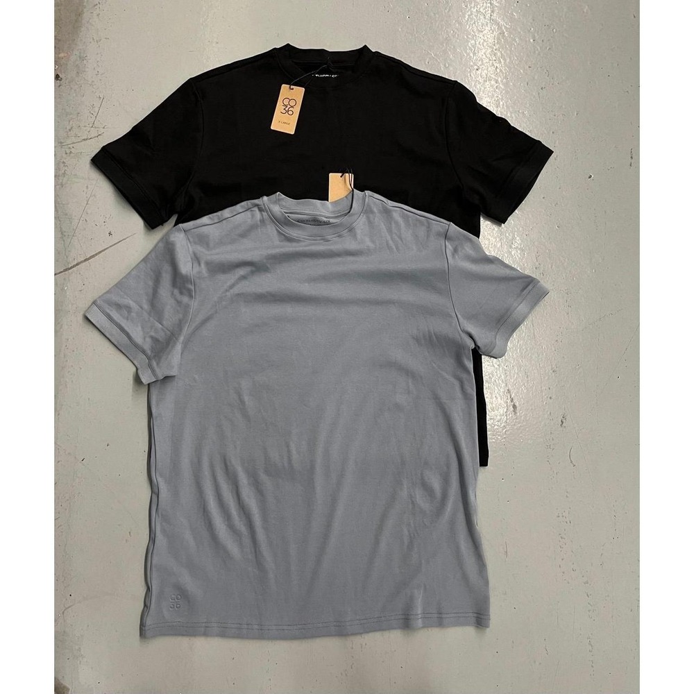 Mens NWT CO Thirty Six Stretchy Crewneck Solid Minimalist T-Shirts Set OF 2 - Picture 2 of 6